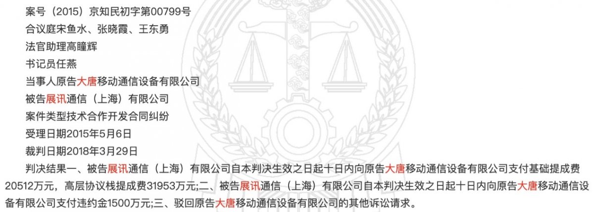 大唐移动起诉展讯通信：索赔6.8亿元(图2)