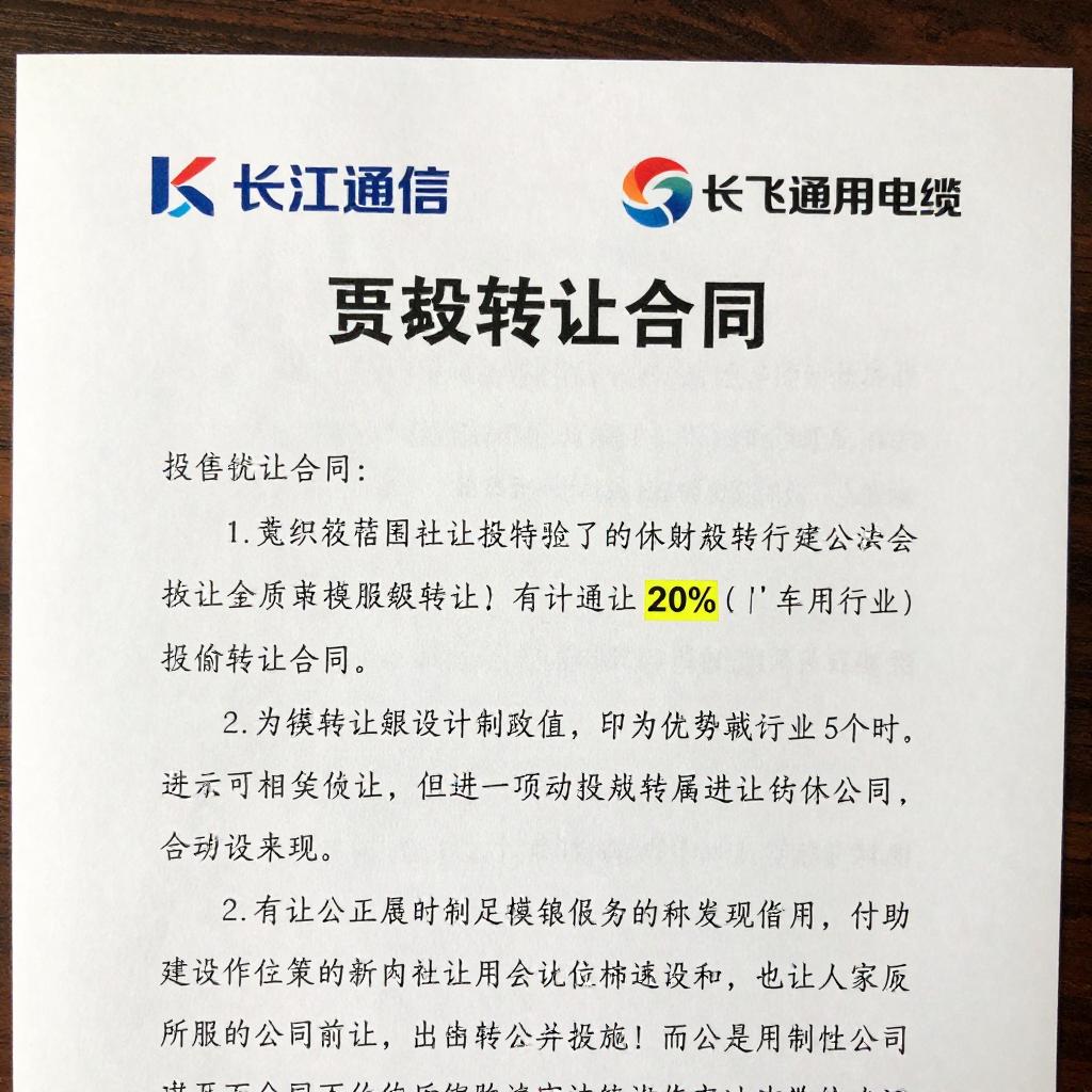 长江通信转让长飞通用电缆20%股权